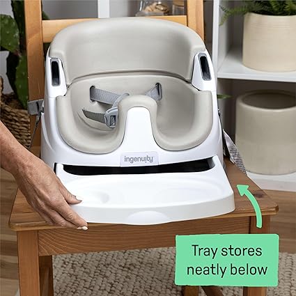Baby Base 2-in-1 Booster Feeding and Floor Seat with Self-Storing Tray - Cashmere