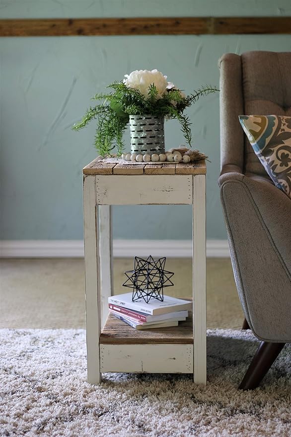 White Combo End Table