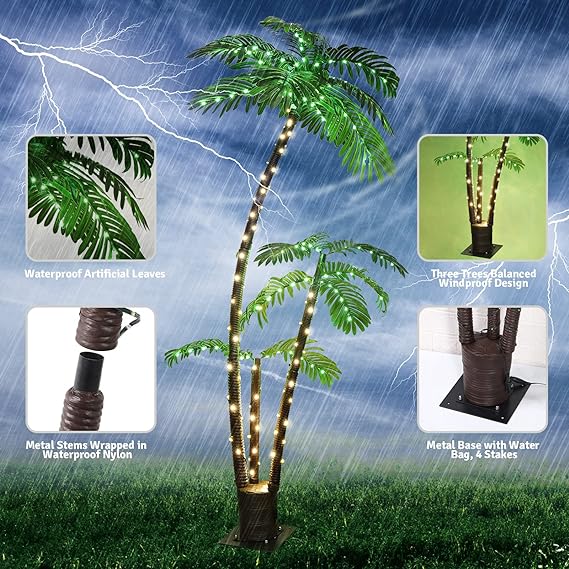 Lighted Palm Tree  Bar Outdoor Christmas Decorations Decor