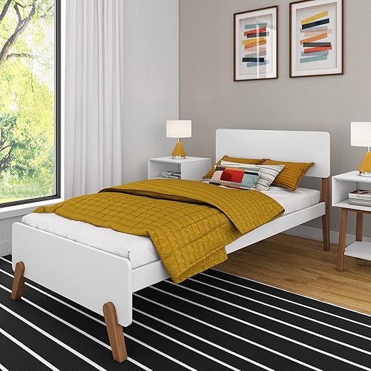 Max and Lily TWIN Mid-Century Modern Solid Wood Platform Bed