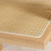 Rattan Dining Chairs 1-Piece, Wooden Armchair Cane Kitchen Chairs with Arms, Light Walnut Color