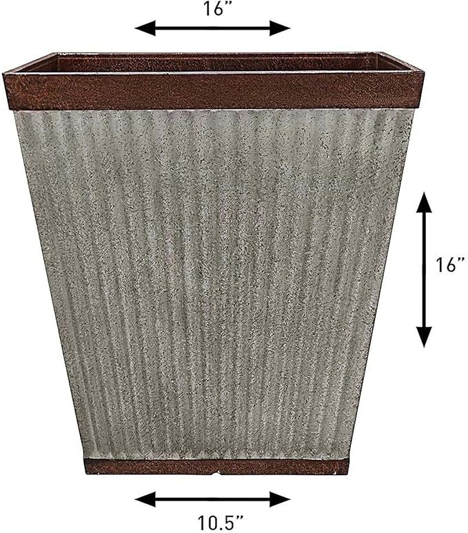 Rustic Resin Faux Galvanized Square Planter