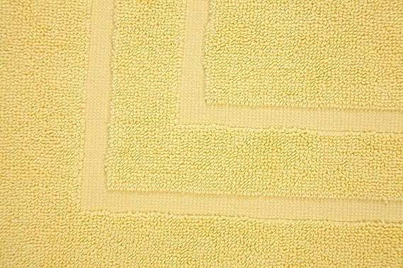 100% Cotton Terry Bath Mats 2 Piece Towel Like Bath Mats (30x21 Inch) Hotel Spa Bathroom Shower Step Out Tub Floor Mats [NOT A Bathroom Rug] Soft Absorbent Washable Mats (Yellow)