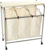 Rolling Laundry Sorter with Ironing Board, Natural