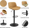 Bar Stools, Set of 2, Morden Faux Leather Counter Height Bar Stools with Back, Adjustable Swivel Stool Chair for Home Kitchen Island Pub, Black Powder Coated Base, Yellow