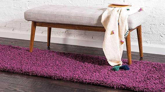 Unique Loom Solid Shag Collection Area Rug (2' 2" x 6' 7" Runner, Purple)