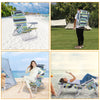 Beach Chair, Backpack Folding Chair with High Back Cooler Bag, 5-Position Reclining with Headrest, Armrest, Large Storage Pouch and Cup Holder (2-Pack Stripe)