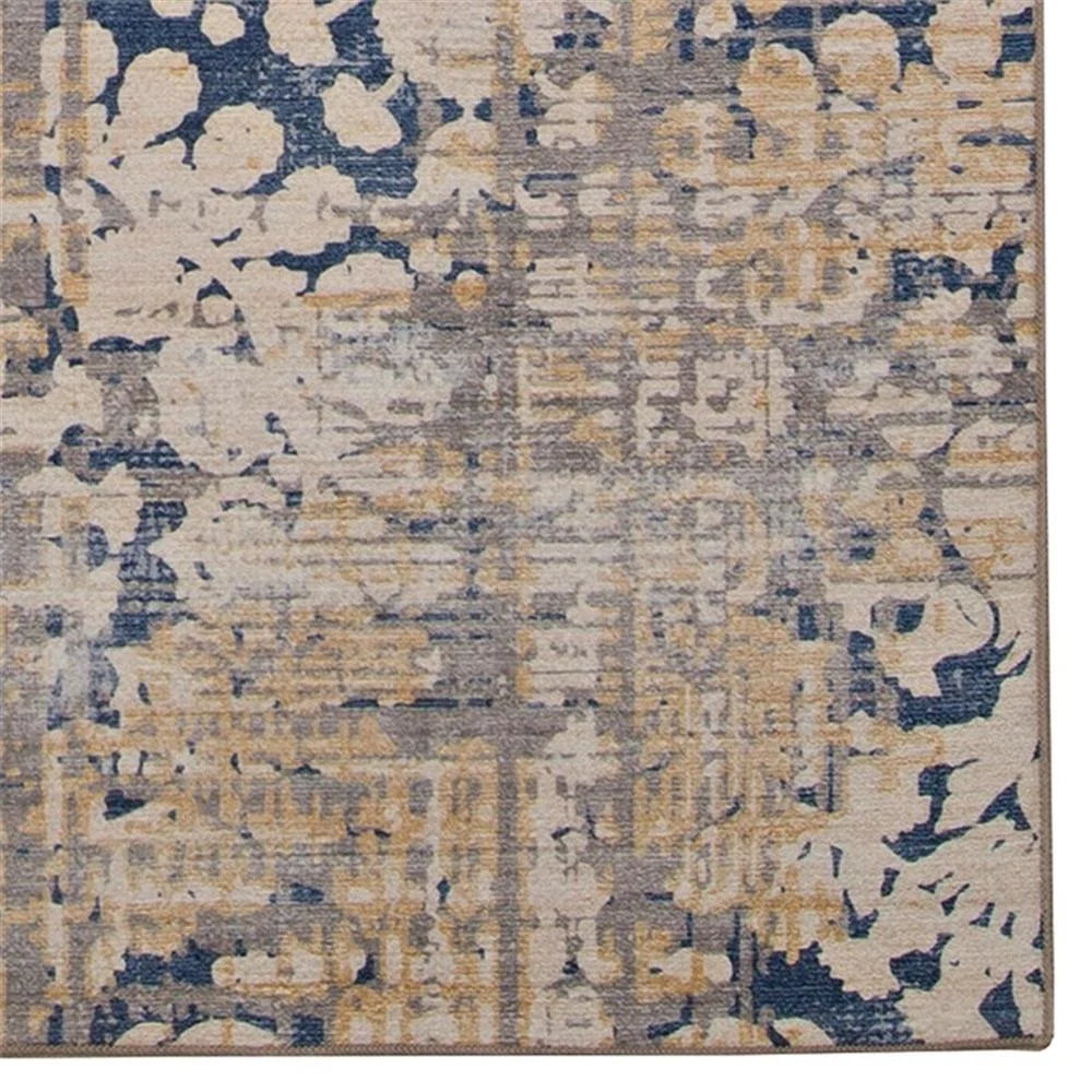 Indoor Outdoor Machine Washable Anthia Area 5'x7' Rug in Navy and Sand