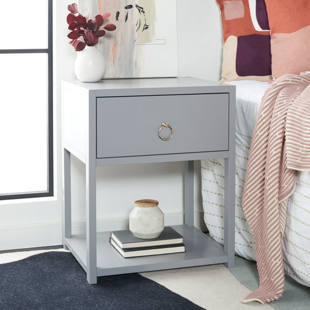 Yudi Solid 1 Drawer 1 Shelf Nightstand, Grey