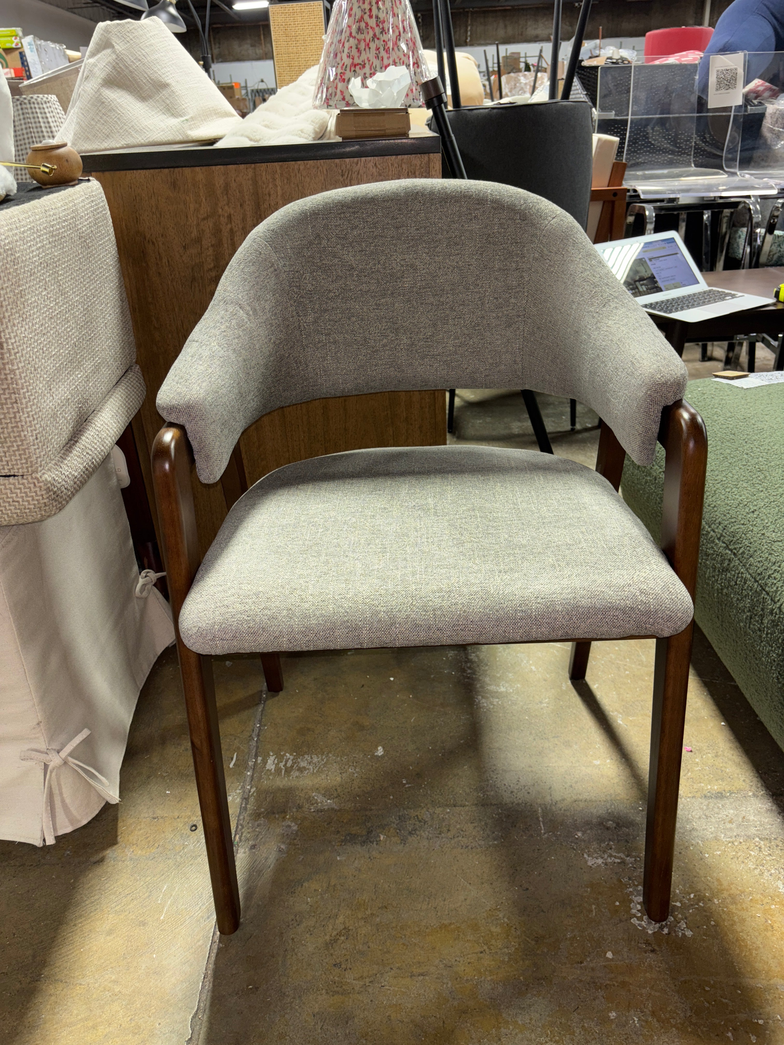 1pc Ingleside Open Back Upholstered Wood Frame Dining Chair - Dark Grey SHOWROOM ITEM