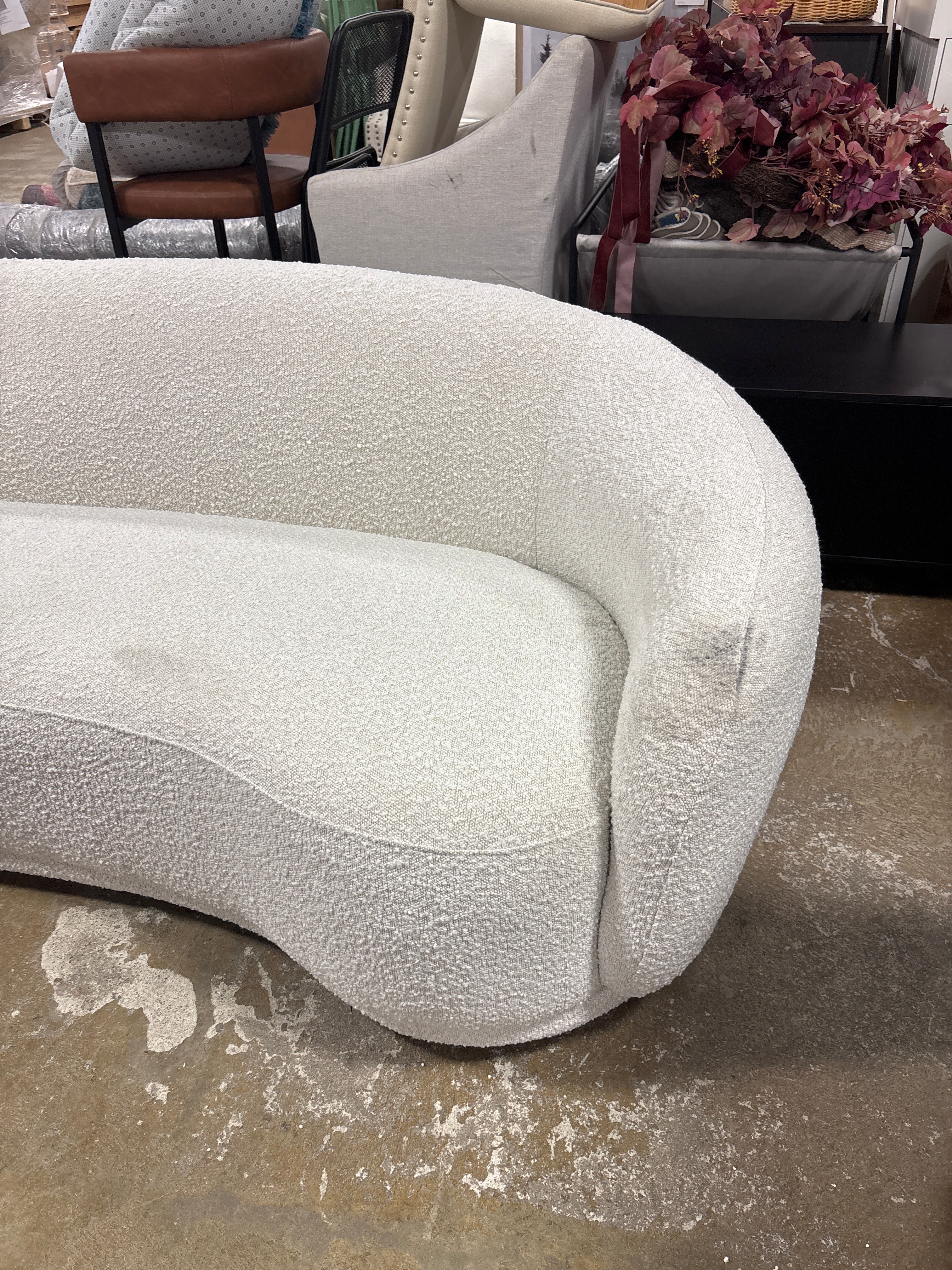 Foyzul 90" Rolled Arm Chesterfield Sofa - Cream Boucle SHOWROOM ITEM