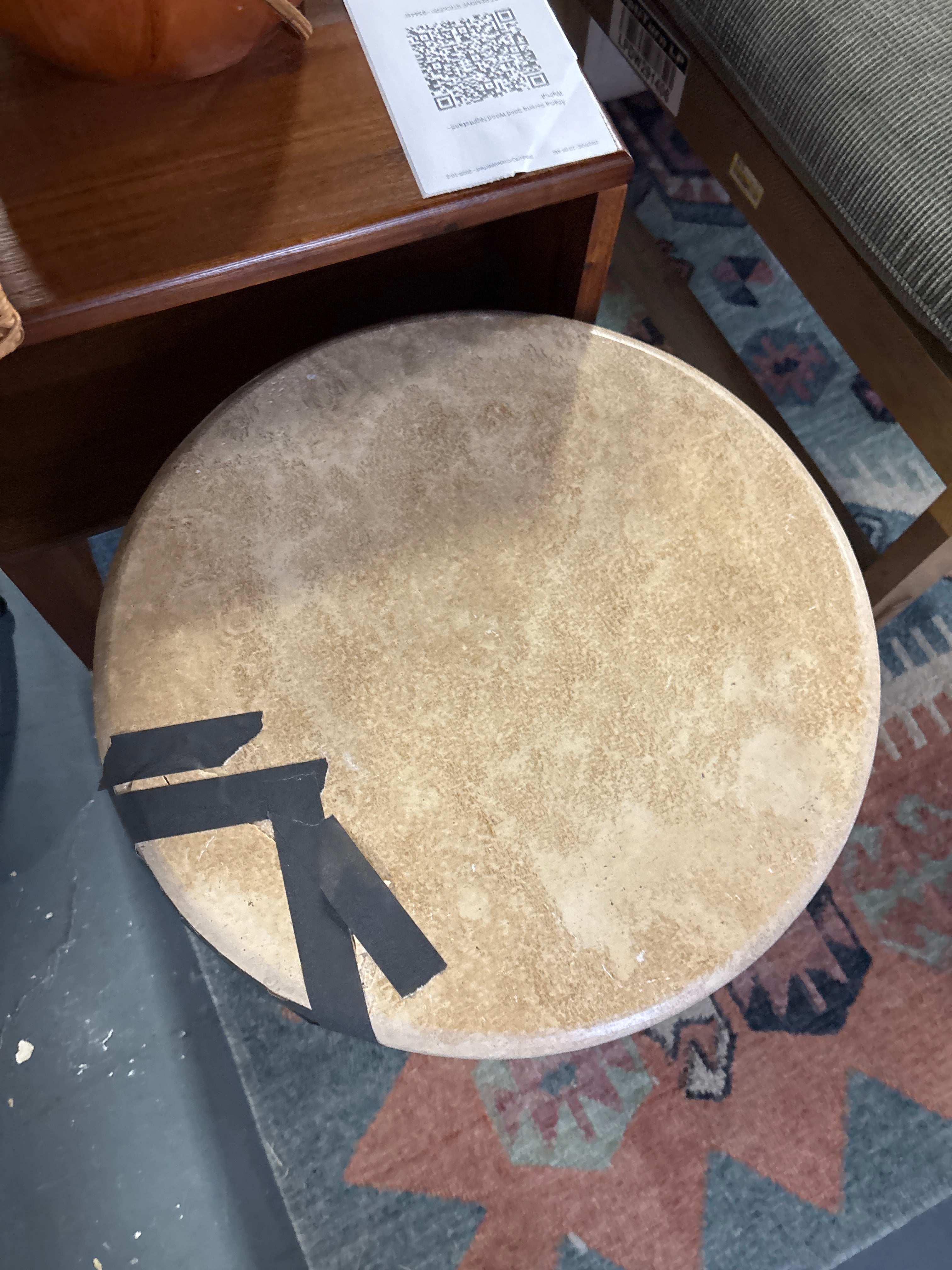 Round Travertine Accent Table SHOWROOM ITEM