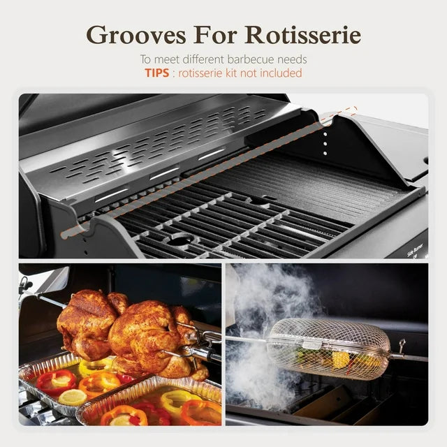 4-Burner Propane Gas Grill and Griddle Combo with Side Burner in Black