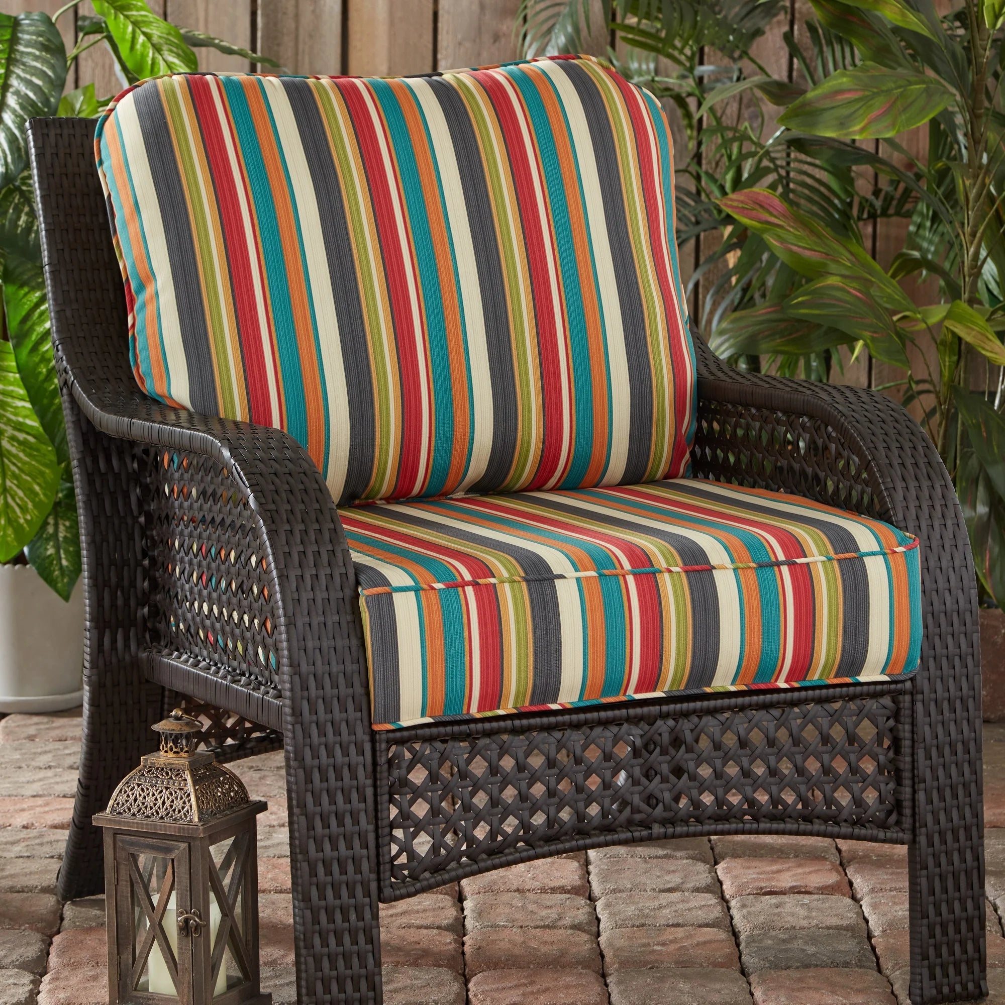 2-Piece Sunset Stripe Outdoor Deep Seat Cushion Set