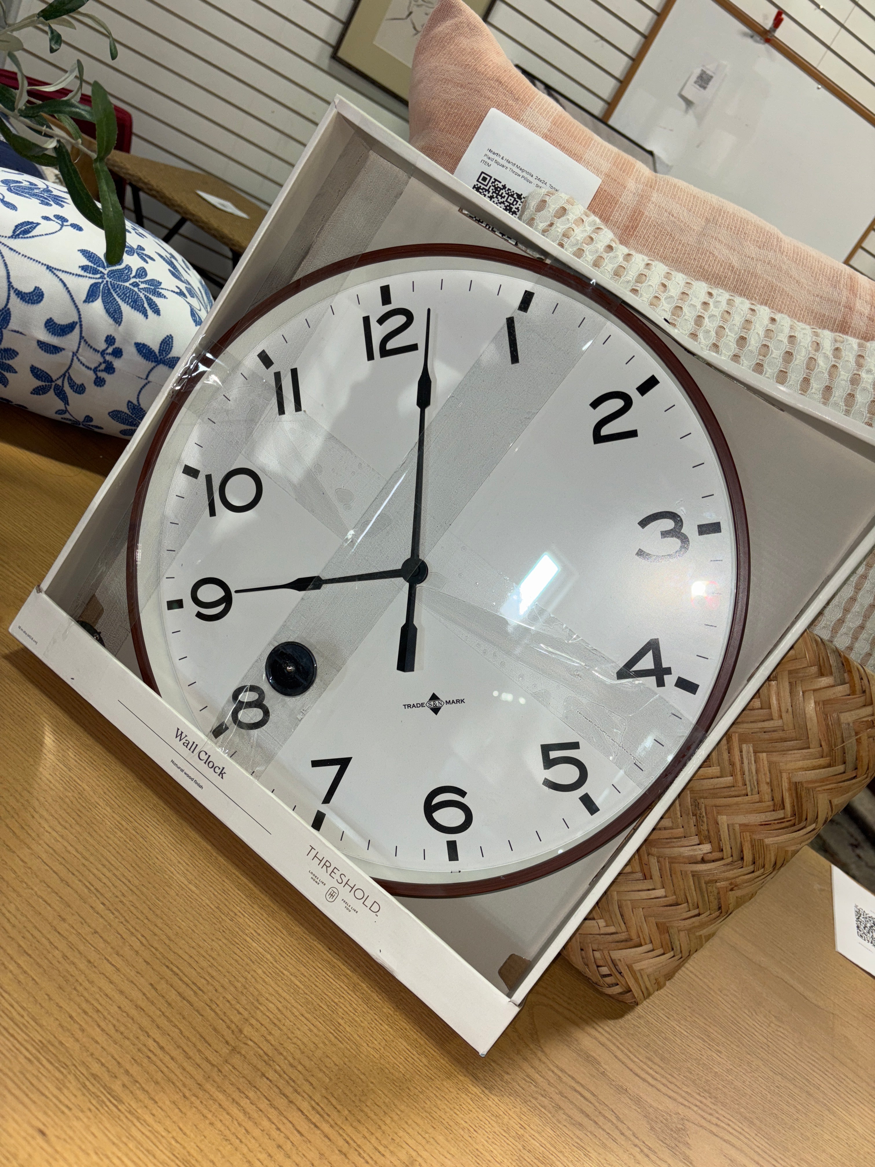 16" Thin Frame Wall Clock - Red/Brown SHOWROOM ITEM