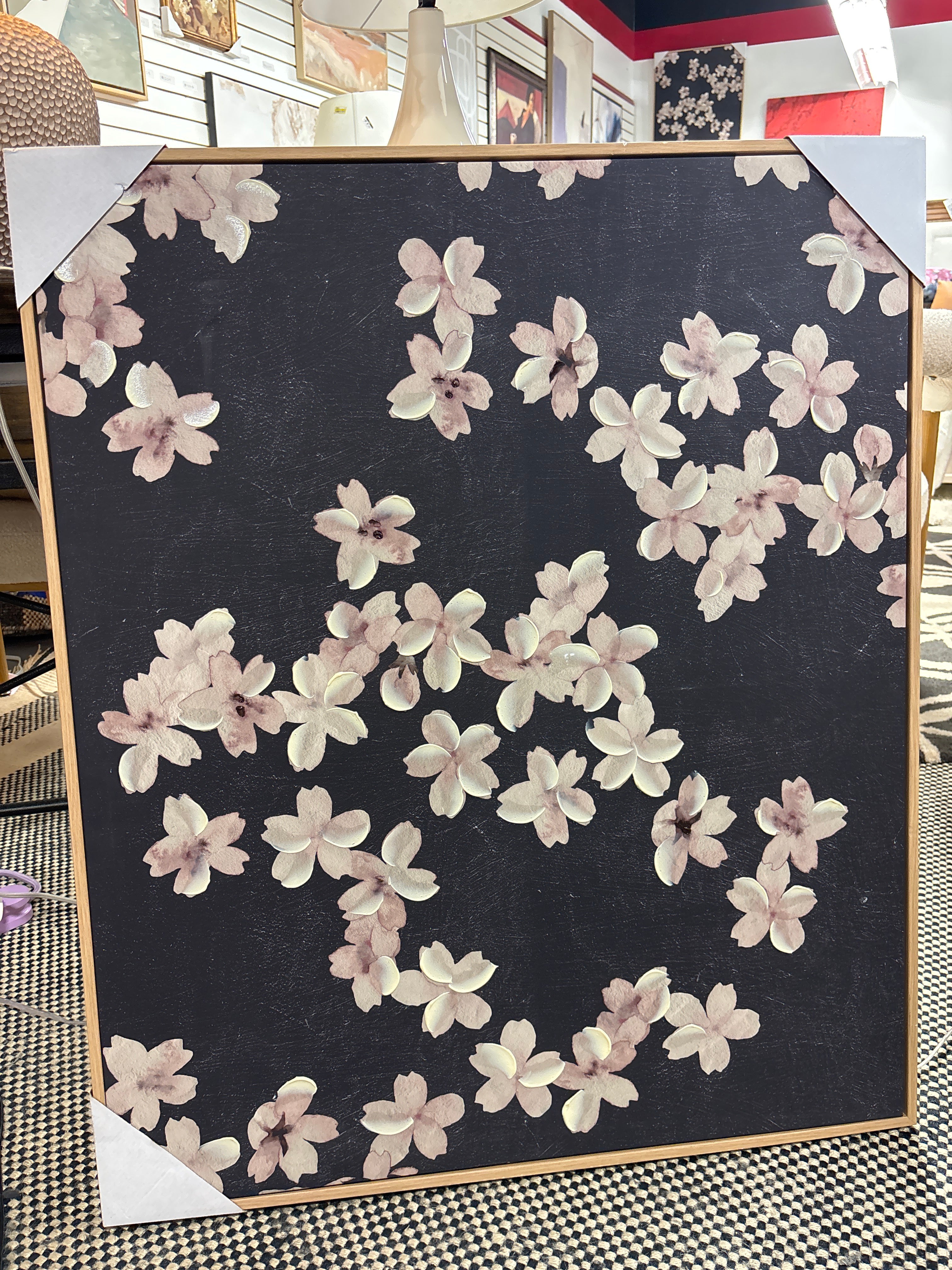 30" x 36" Ditsy Floral Framed Canvas - Natural SHOWROOM ITEM