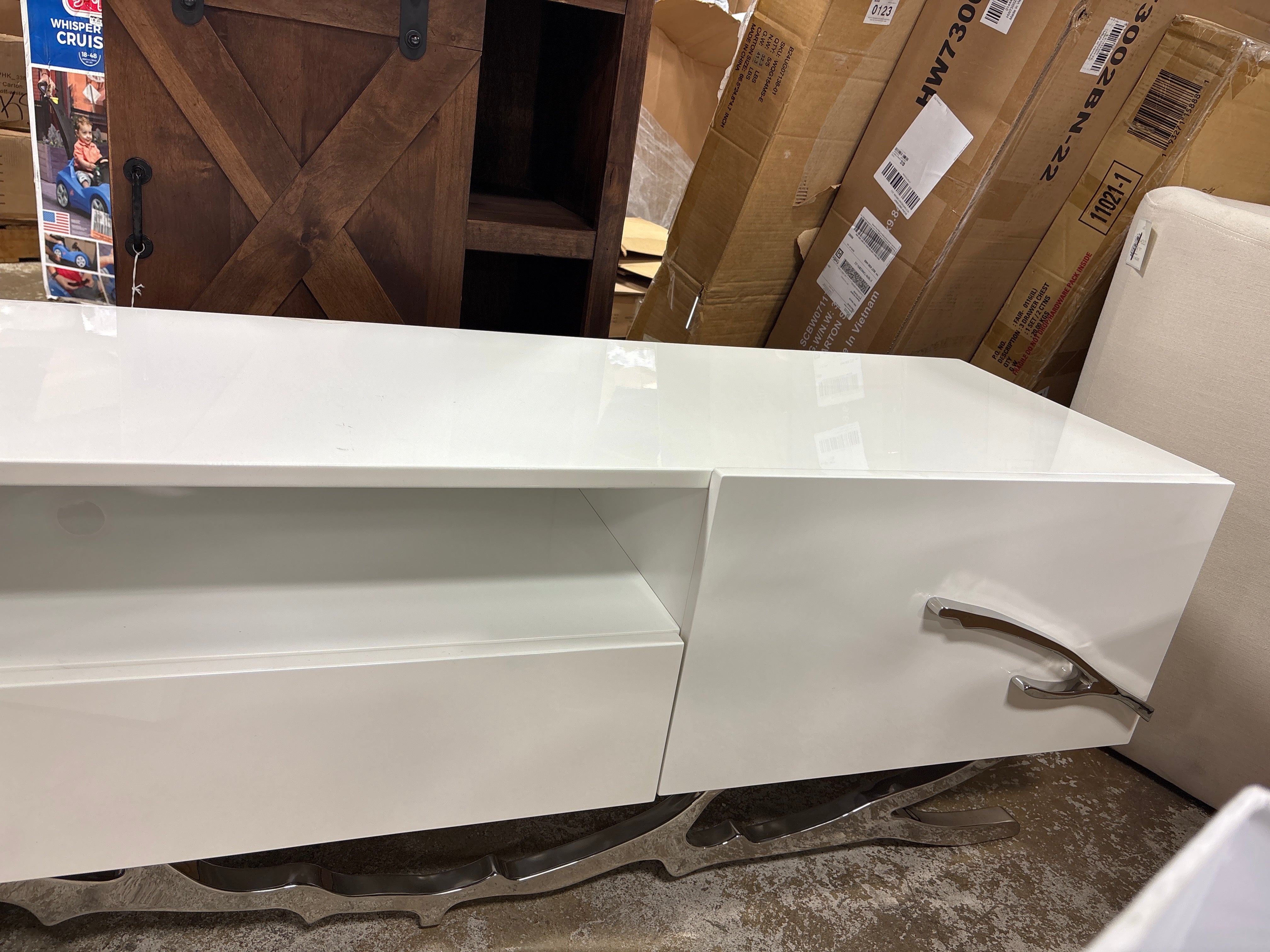 Modrest Legend 87" Wide Modern White TV Stand SHOWROOM ITEM