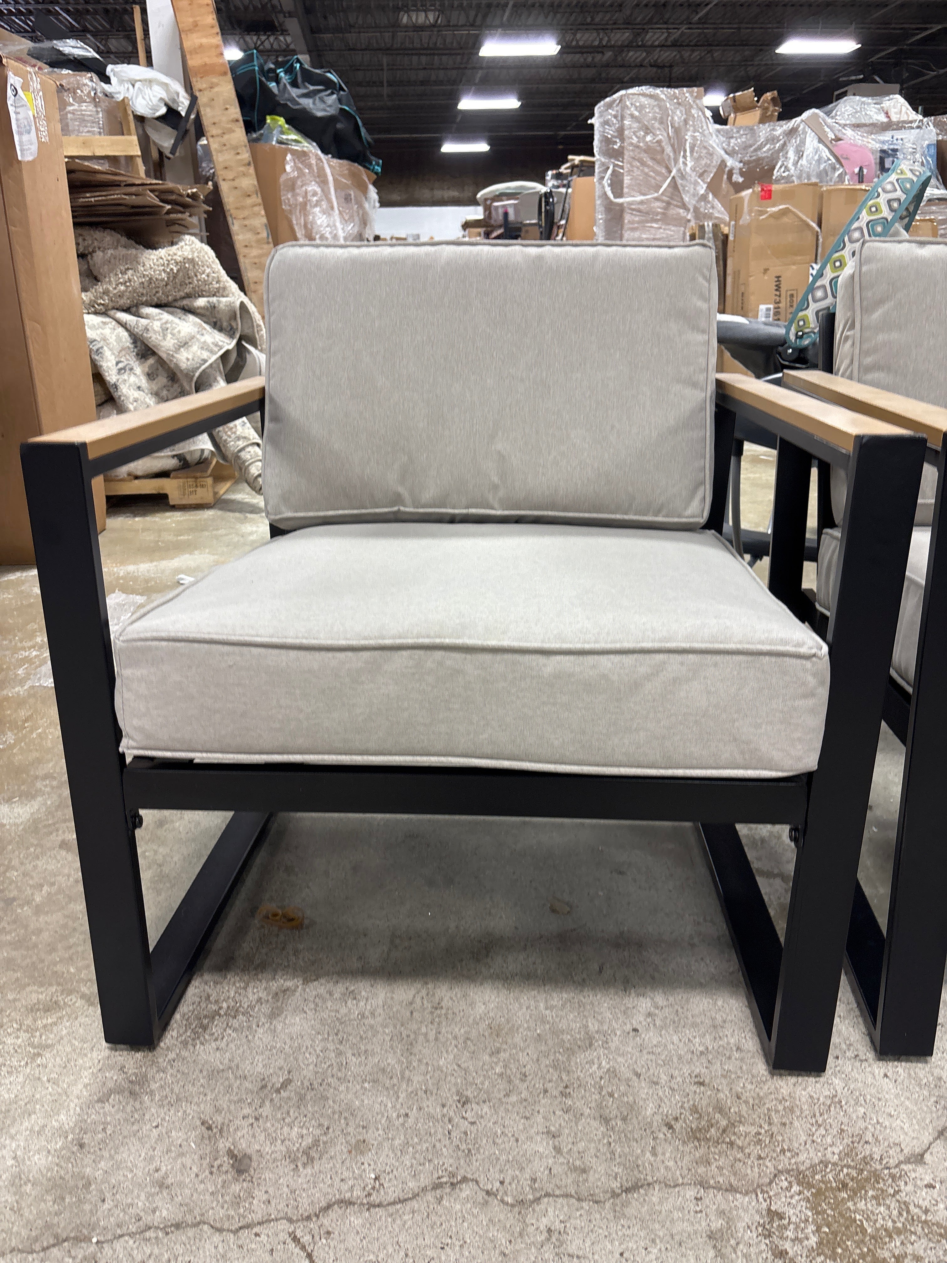 2pc Henning Outdoor Patio Club Chairs - Black SHOWROOM ITEM
