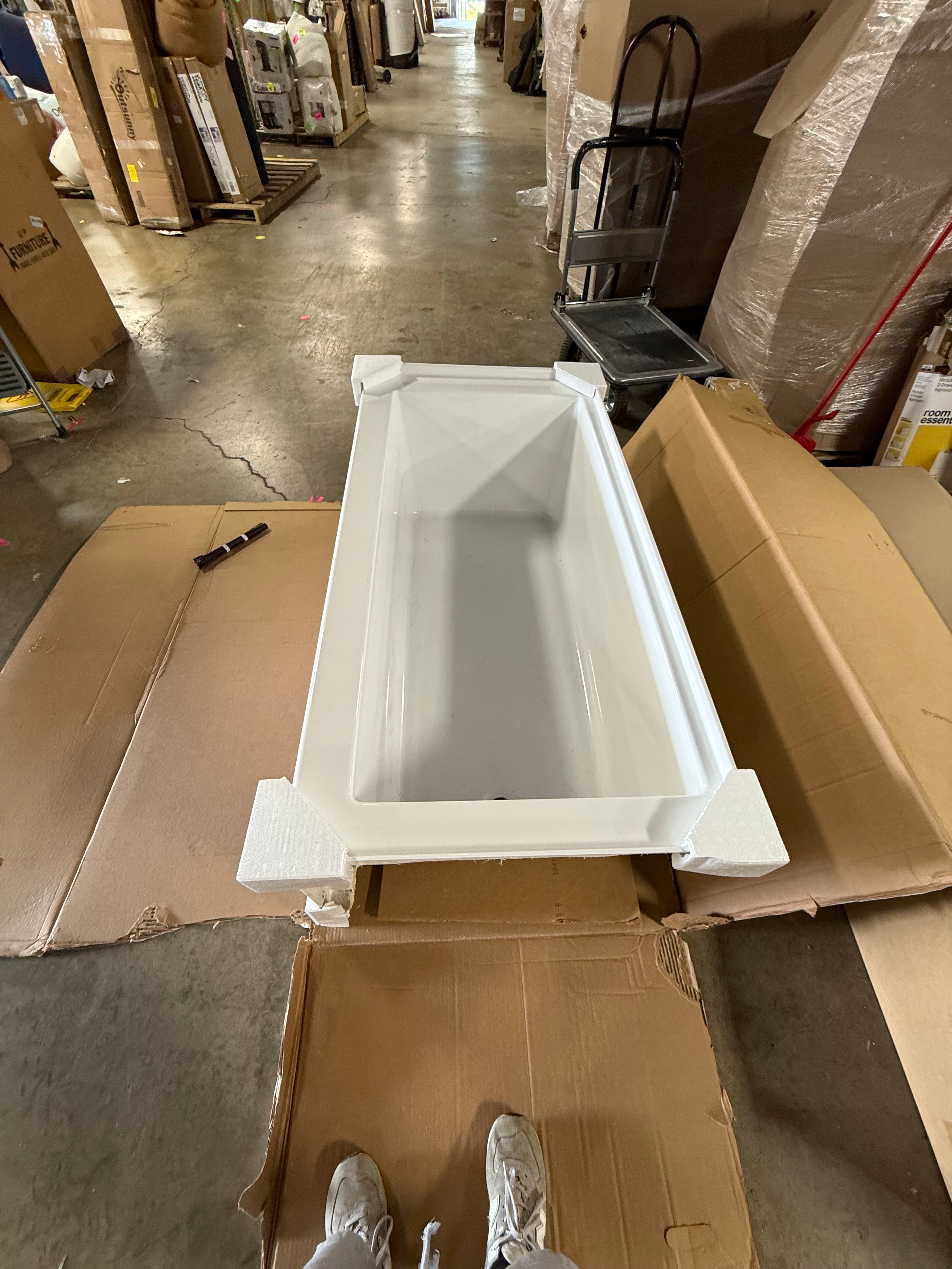 Underscore White Acrylic Rectangle Alcove Soaking Bathtub ( Right Drain )