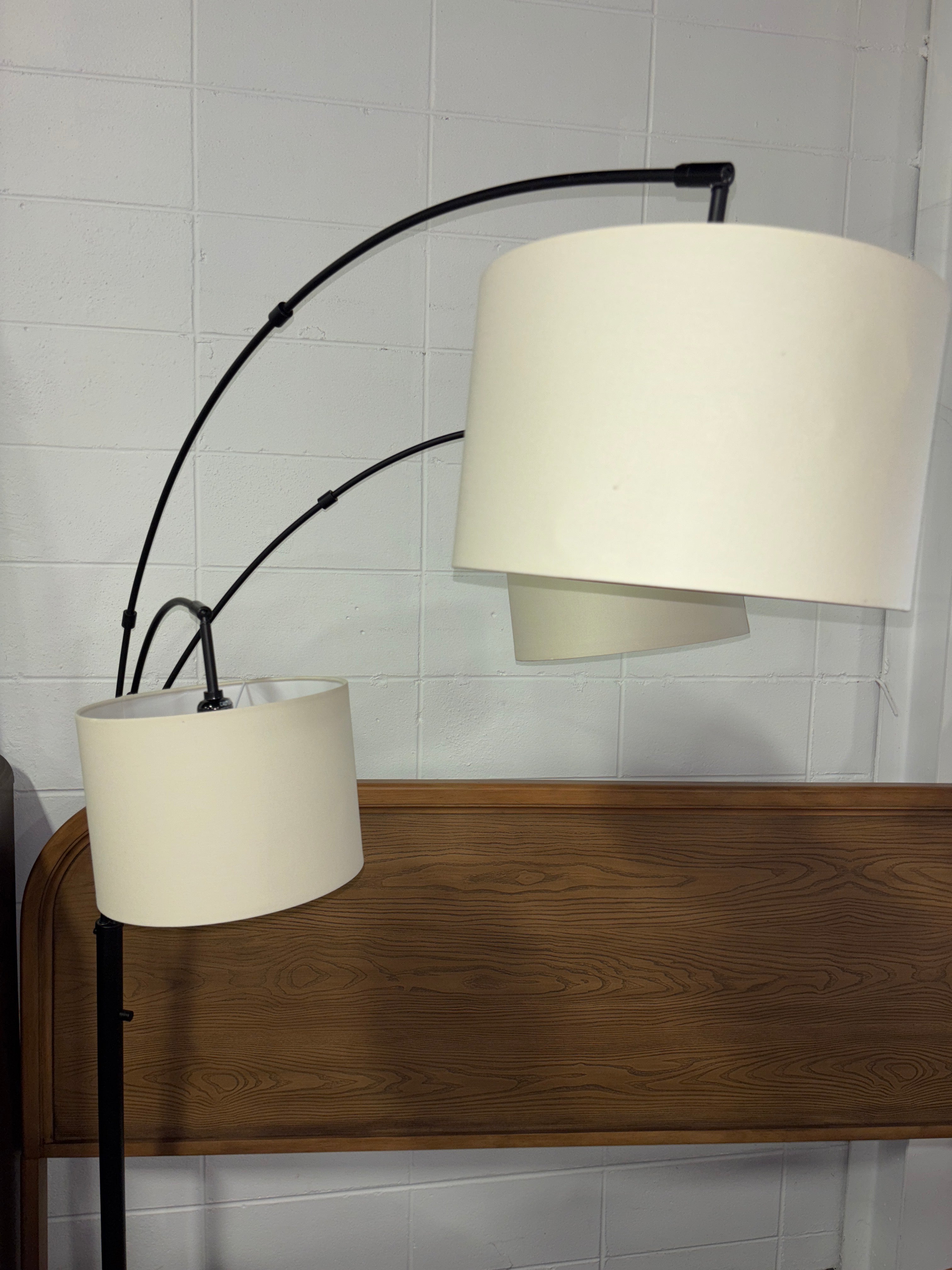82"x56" Avenal 3-Head Shaded Arc Floor Lamp - Black SHOWROOM ITEM