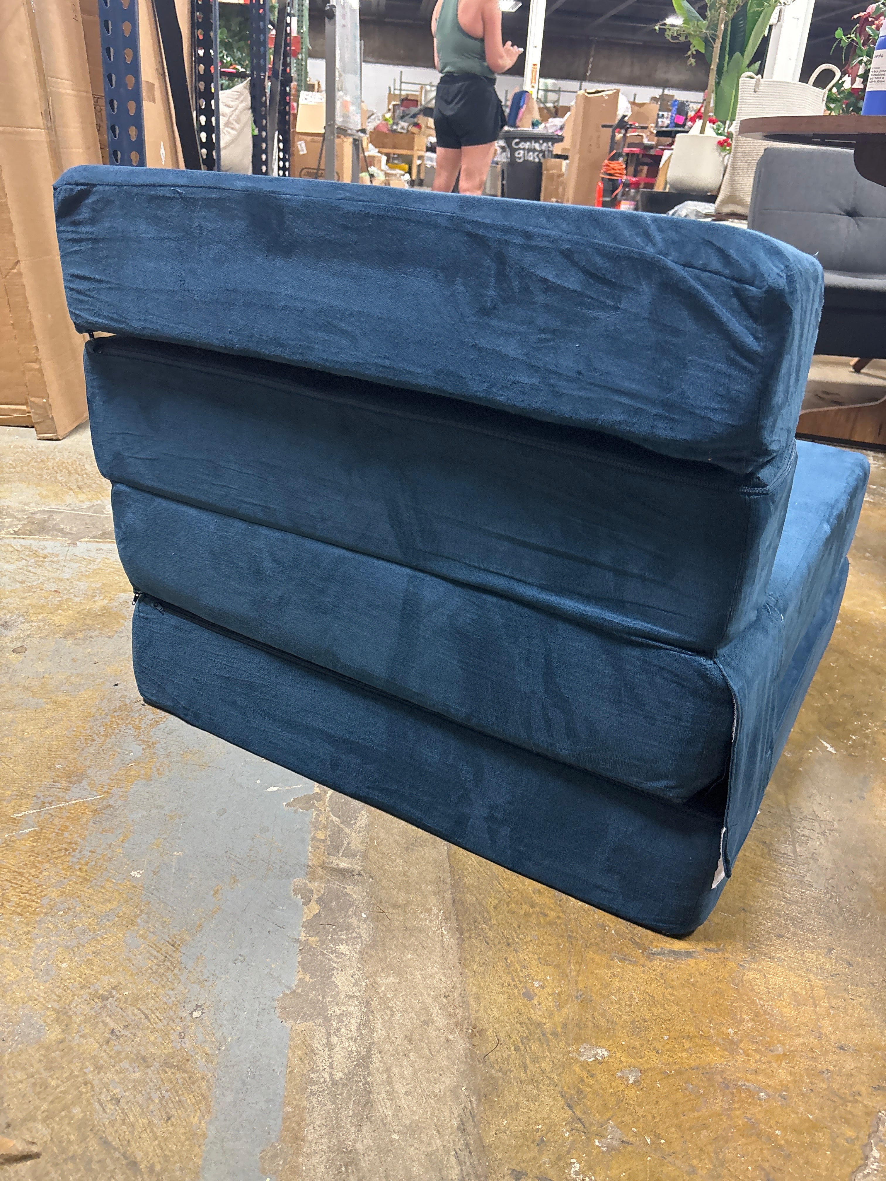 Single-Size Folding Sofa Bed w/Memory Foam - Blue SHOWROOM ITEM