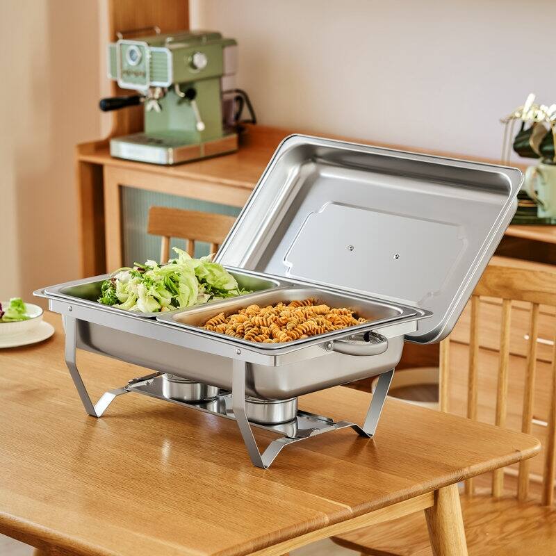 2-Pan Stainless Steel Rectangle Chafing Dish Buffet Catering Warmer Set 4-Piece