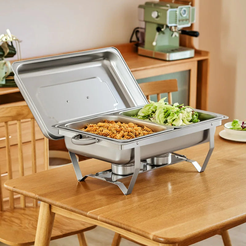 2-Pan Stainless Steel Rectangle Chafing Dish Buffet Catering Warmer Set 4-Piece