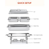 2-Pan Stainless Steel Rectangle Chafing Dish Buffet Catering Warmer Set 4-Piece