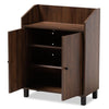 8 Pairs Walnut Brown Manufactured Wood Shoe Storage Cabinet