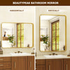 Bathroom Mirror, Modern Round Corner Vanity Wall Mirror, Gold
