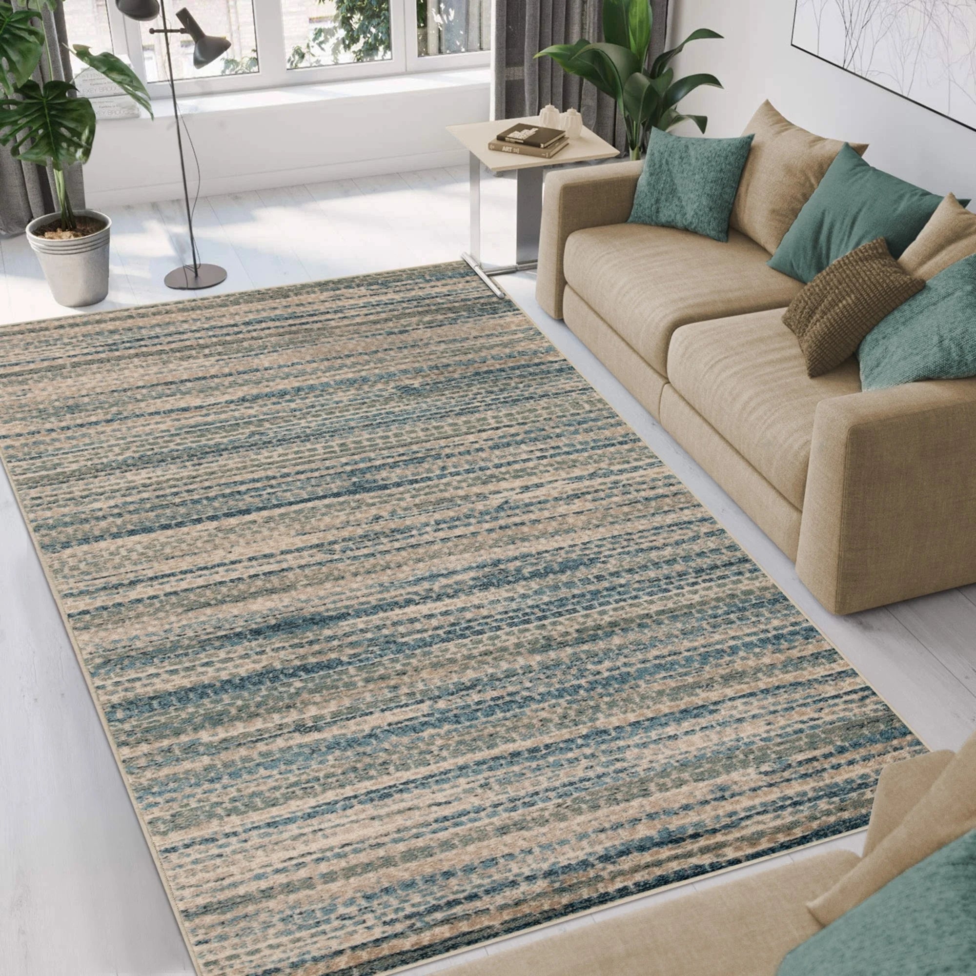 Montauk Striped Pastel Indoor Area Rug, Blue