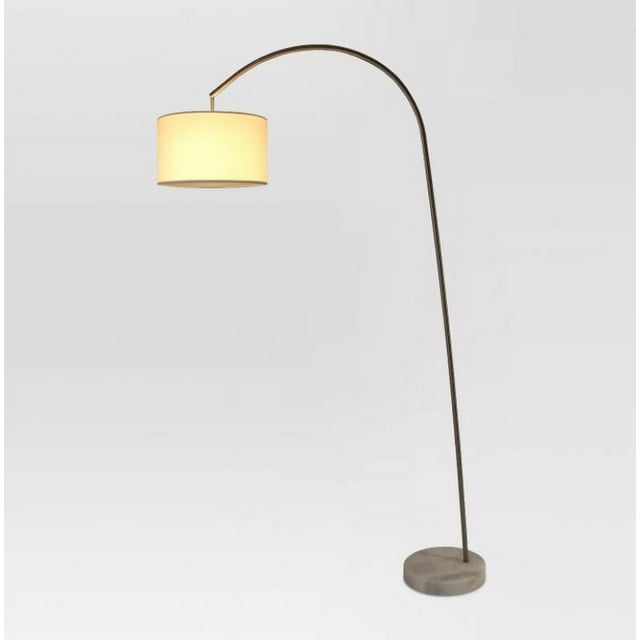 Avenal Shaded Arc with Marble Base Floor Lamp Nickel Finish