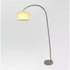 Avenal Shaded Arc with Marble Base Floor Lamp Nickel Finish