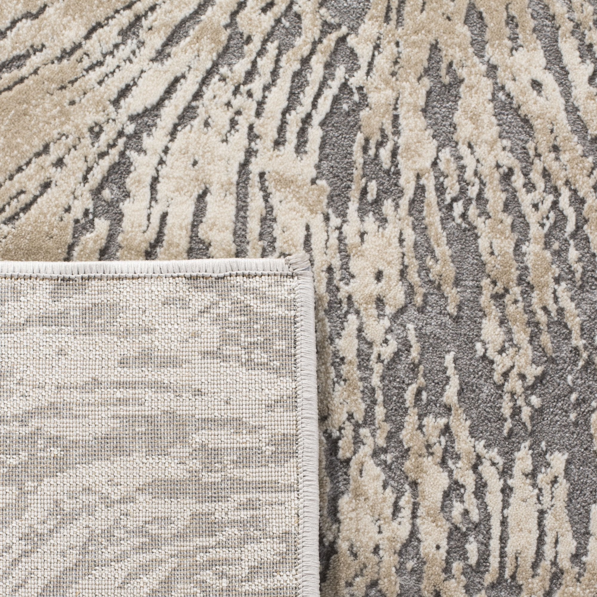 Meadow Kisha Abstract Area Rug, Ivory/Grey, 3'3" x 5'
