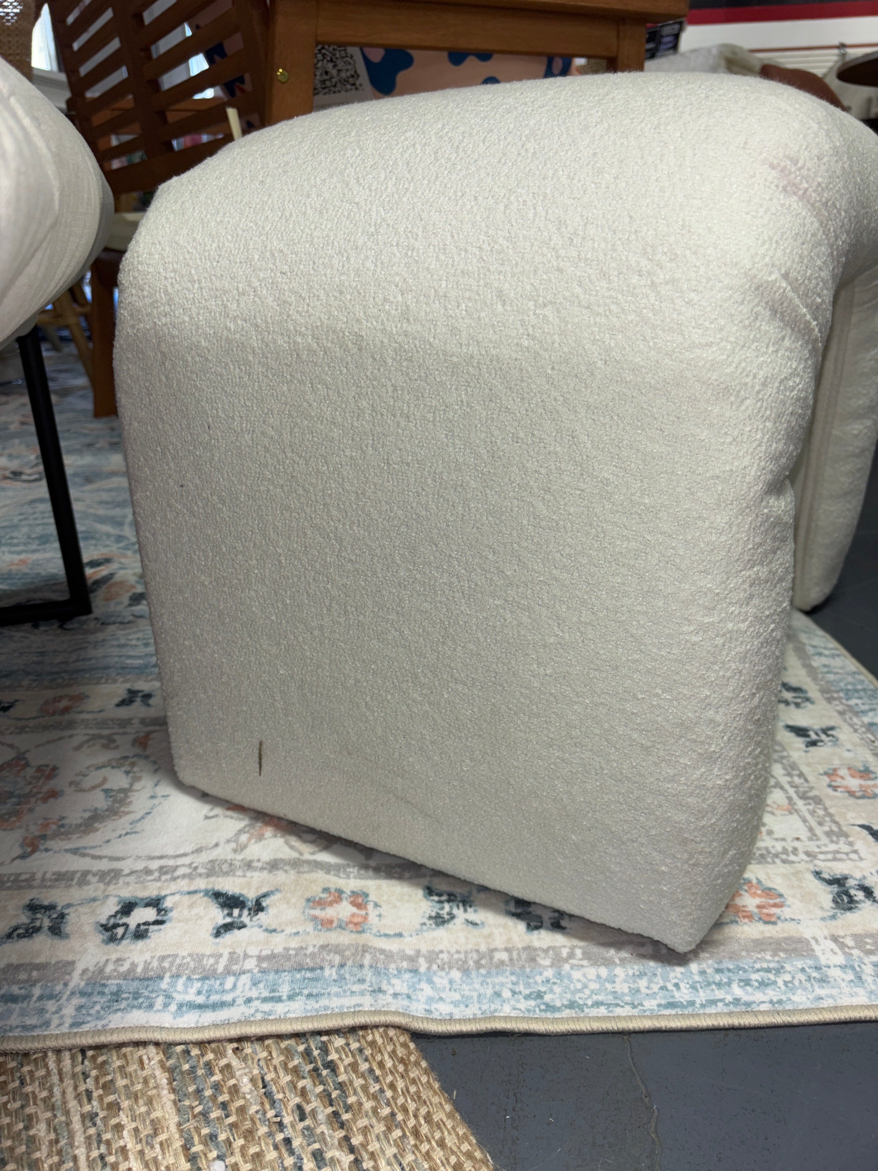 Cicely Waterfall Ottoman - Cream Boucle SHOWROOM ITEM