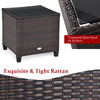 3PCS Patio Rattan Furniture Set Cushioned Conversation Set Sofa Coffee Table Red