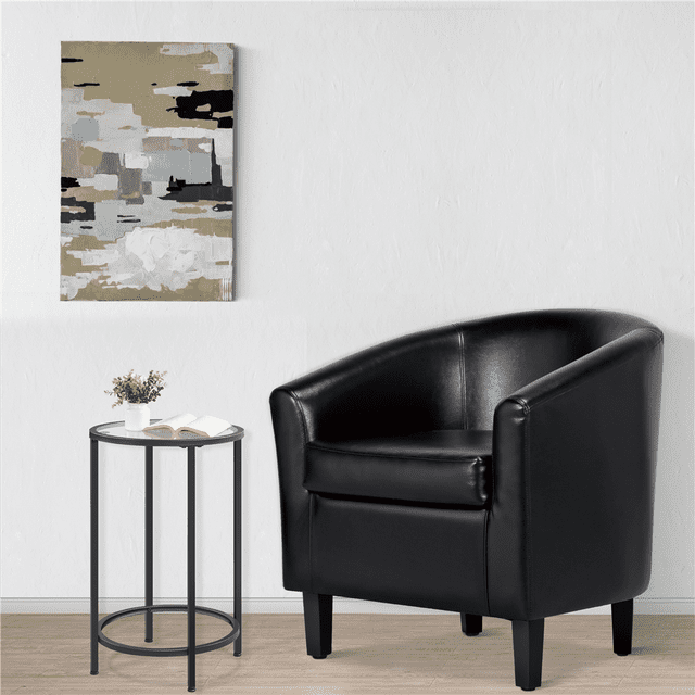 2pcs Faux Leather Accent Chair for Living Room, Black