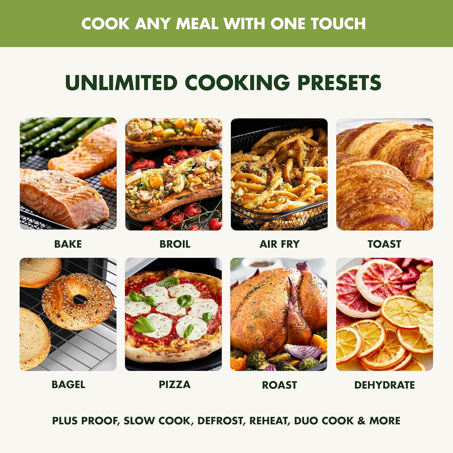 Bistro Stainless Steel 9-in-1 Air Fry Oven, Nonstick Baking Pan, Stainless Steel Rack, and Basket, Fast Heating, Multifunction Presets, Cool-Touch Handle, PFAS-Free, Easy Cleanup Crumb Tray