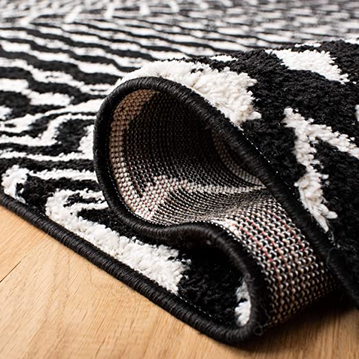 8' x 10' Black/Ivory Moroccan Boho Distressed Non-Shedding Living Room Bedroom Dining Home Office Area Rug