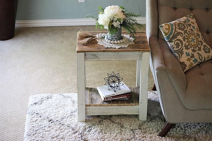 White Combo End Table