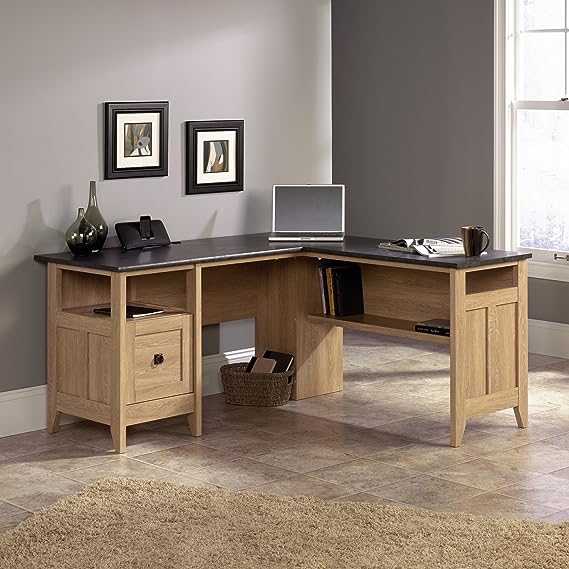 August Hill L-Shaped Desk, Oak