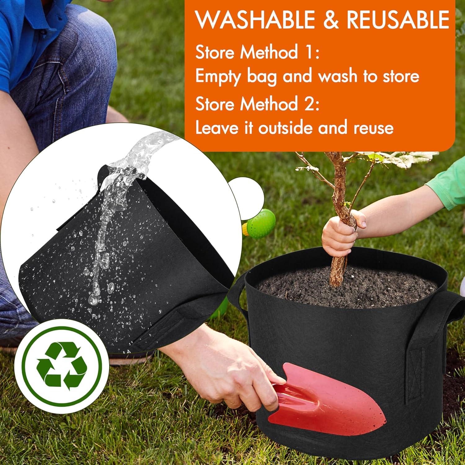 6-Pack Grow Bags, Aeration Fabric Pots with Handles, Heavy Duty Cloth Pots for Plants