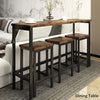 4-Piece Counter Height Extra Long Dining Table Set with 3 Stools and Side Table with Footrest Pub Kitchen Set, Brown