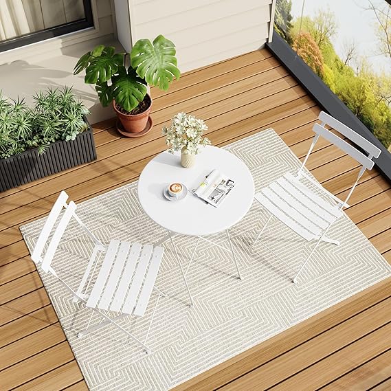 Premium Steel Frame Patio Bistro Set - White SHOWROOM ITEM