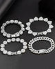 4PCS Gold Bracelets for Women Silver Clustered Tennis Bracelet for Women Heart Round Diamond Cuban Bracelet Layered Link Bracelet Set Fashion Jewelry for Women Set
