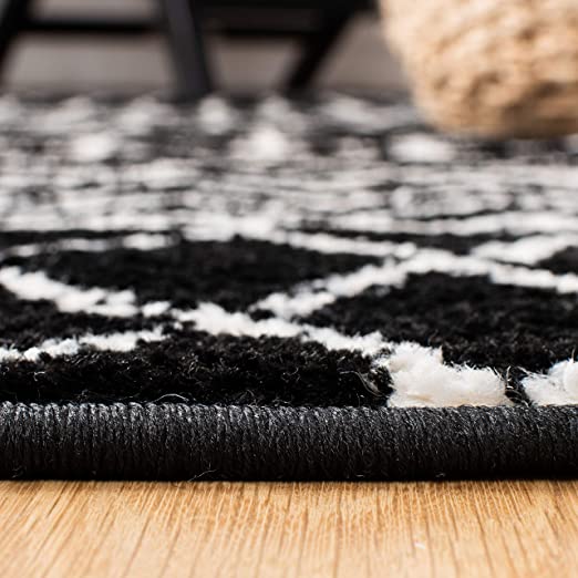 8' x 10' Black/Ivory Moroccan Boho Distressed Non-Shedding Living Room Bedroom Dining Home Office Area Rug