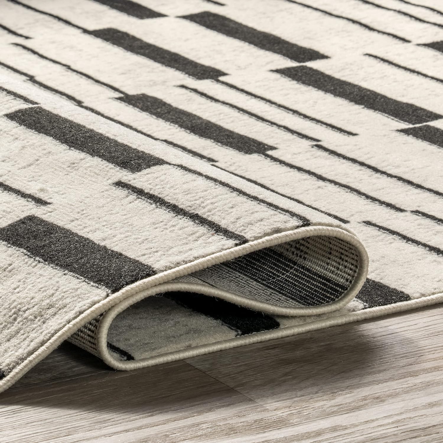 Birdie Modern Lines Area Rug, 8'10' x 12', Beige