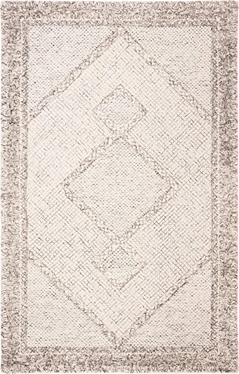 9' x 12' Ivory/Grey Handmade Premium Wool Area Rug