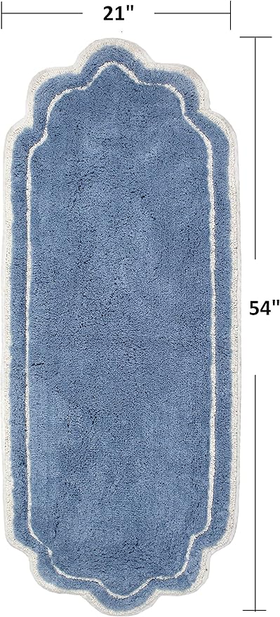 Allure Collection 100% Cotton Tufted Bathroom Rug, Soft and Absorbent Bath Rugs, Non-Slip Bath Carpet, Machine Wash Dry Bath Mats for Bathroom Floor, Blue