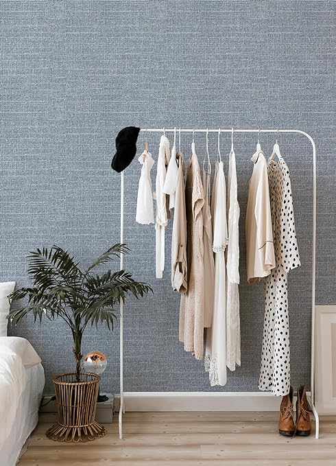 Blue Tweed Peel and Stick Vinyl Wallpaper Roll